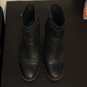 Black leather ankle booties